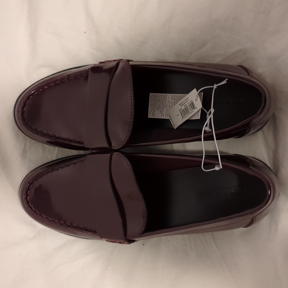 Faux Leather Chunky Heel Loafers - Oxblood -  Old Navy - Size 9